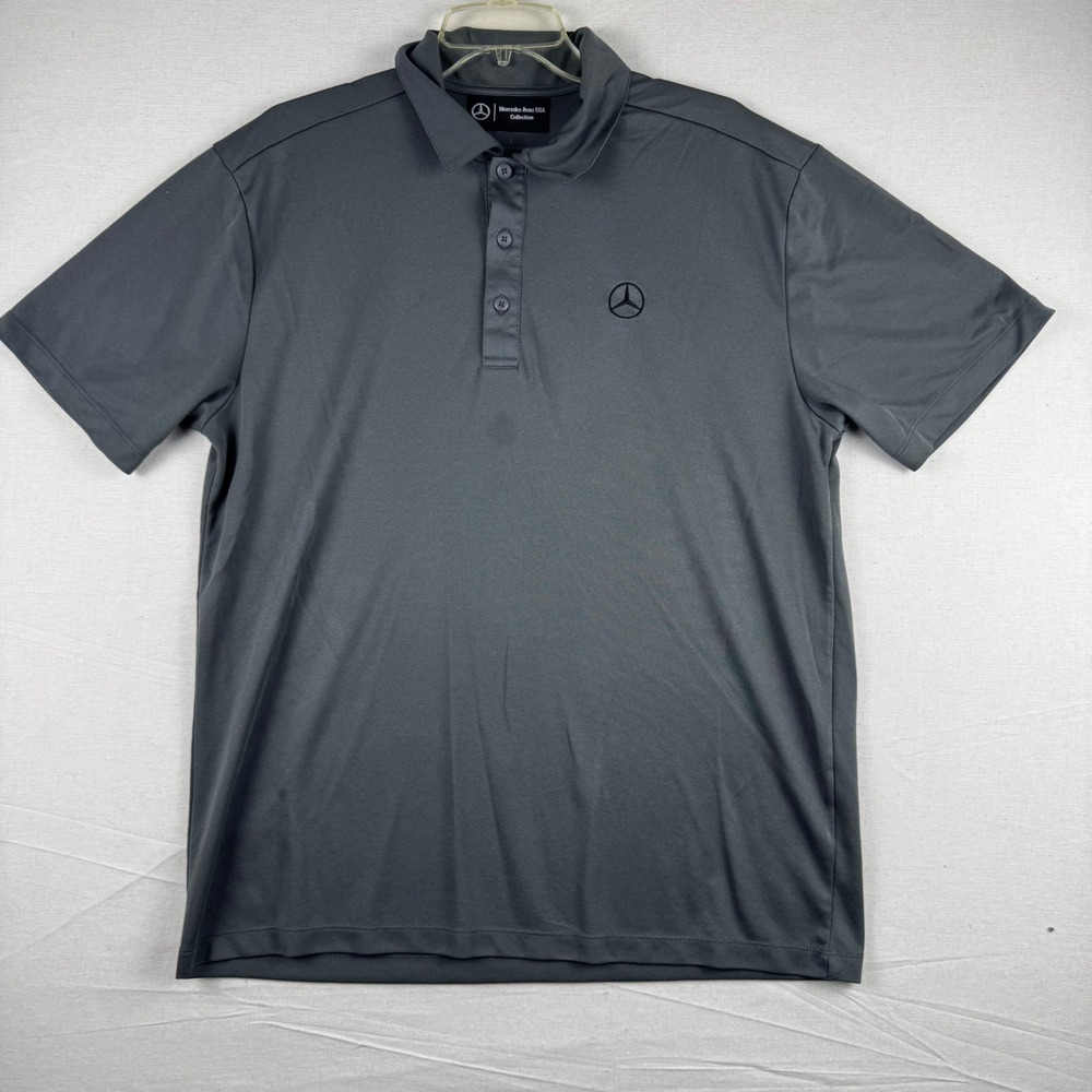 Mercedes-Benz USA Collection Mens Gray Performance Polo Shirt Size Large L